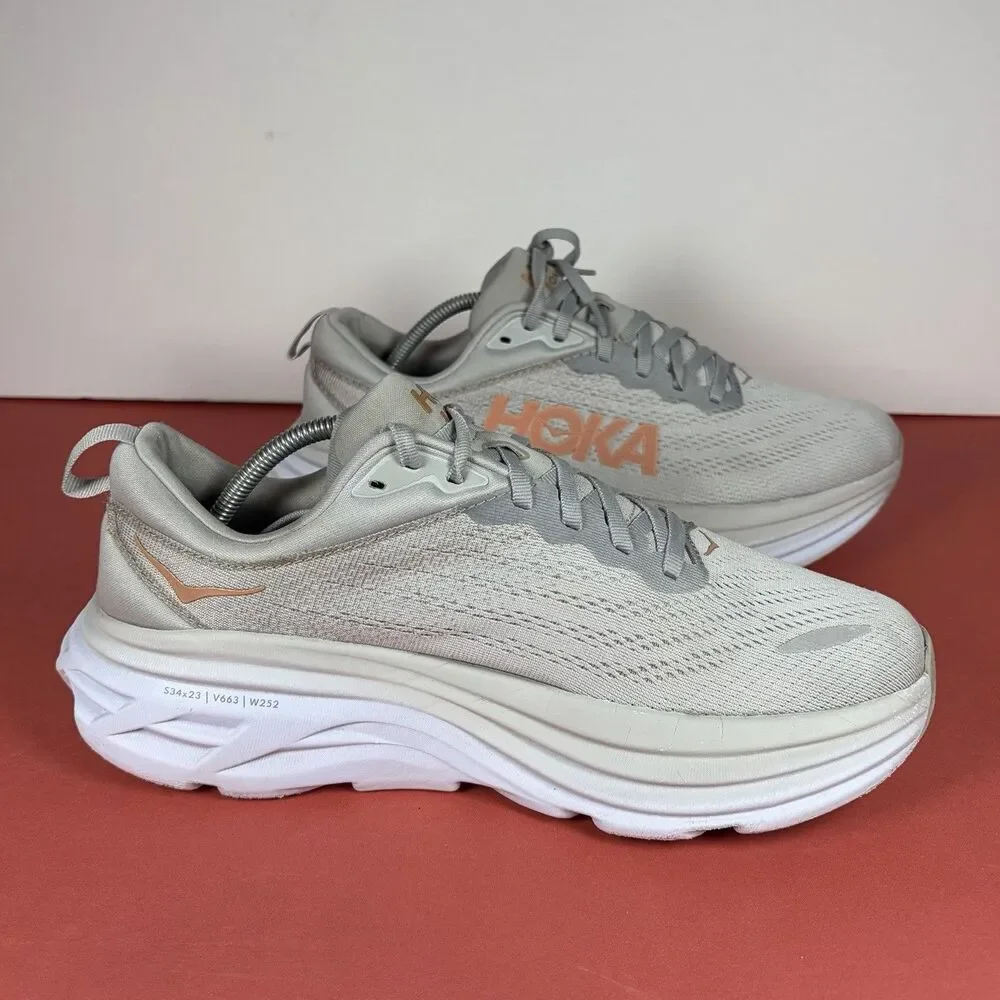 Hoka One One Bondi 8 1127952-HMLR Womens US 9 Running Shoes Gray Mesh Sneakers